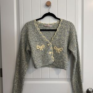 Chic Yellow and Gray Cardigan Sweater